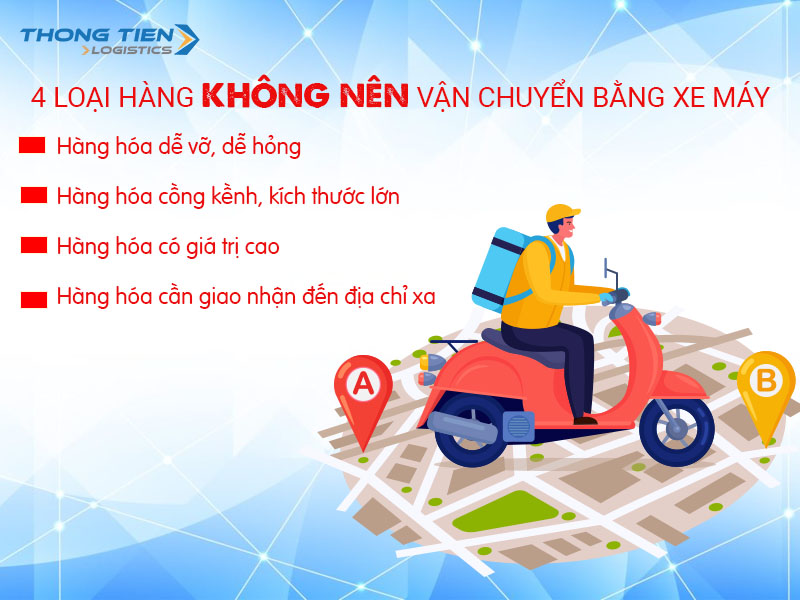 những mặt hàng nên vận chuyển bằng xe máy