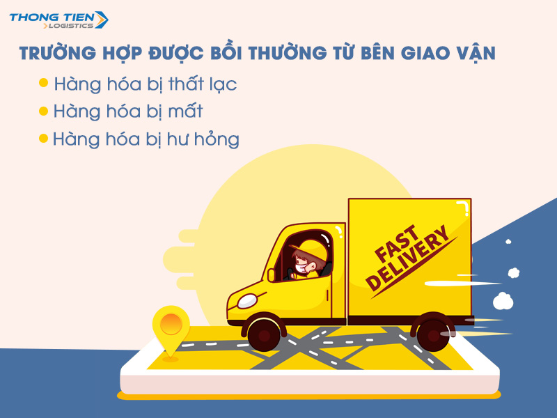 trường hợp được bồi thường từ bên giao vận