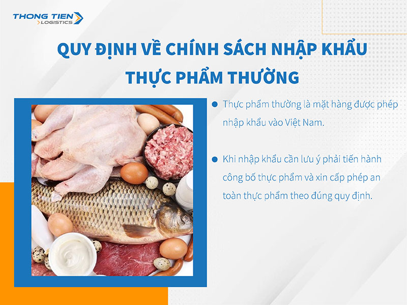 thủ tục nhập khẩu thực phẩm