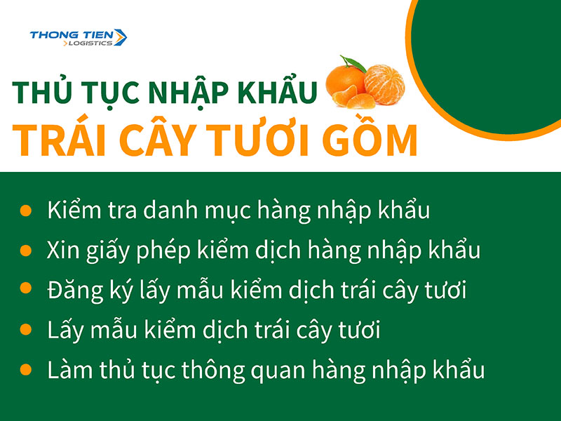 thủ tục nhập khẩu trái cây tươi