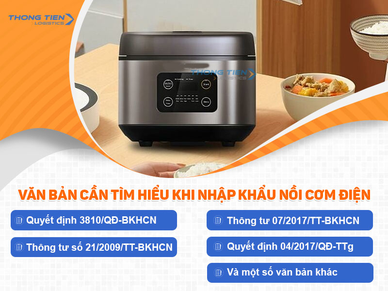 thủ tục nhập khẩu nồi cơm điện