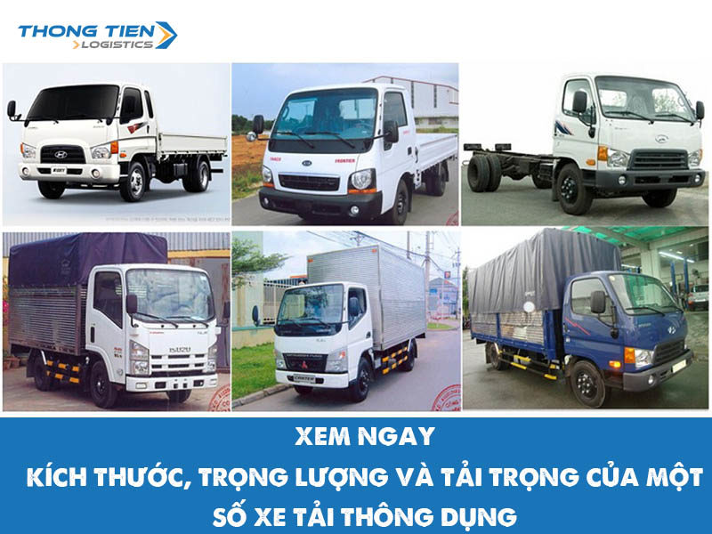 trọng lượng và tải trọng của một số xe tải thông dụng